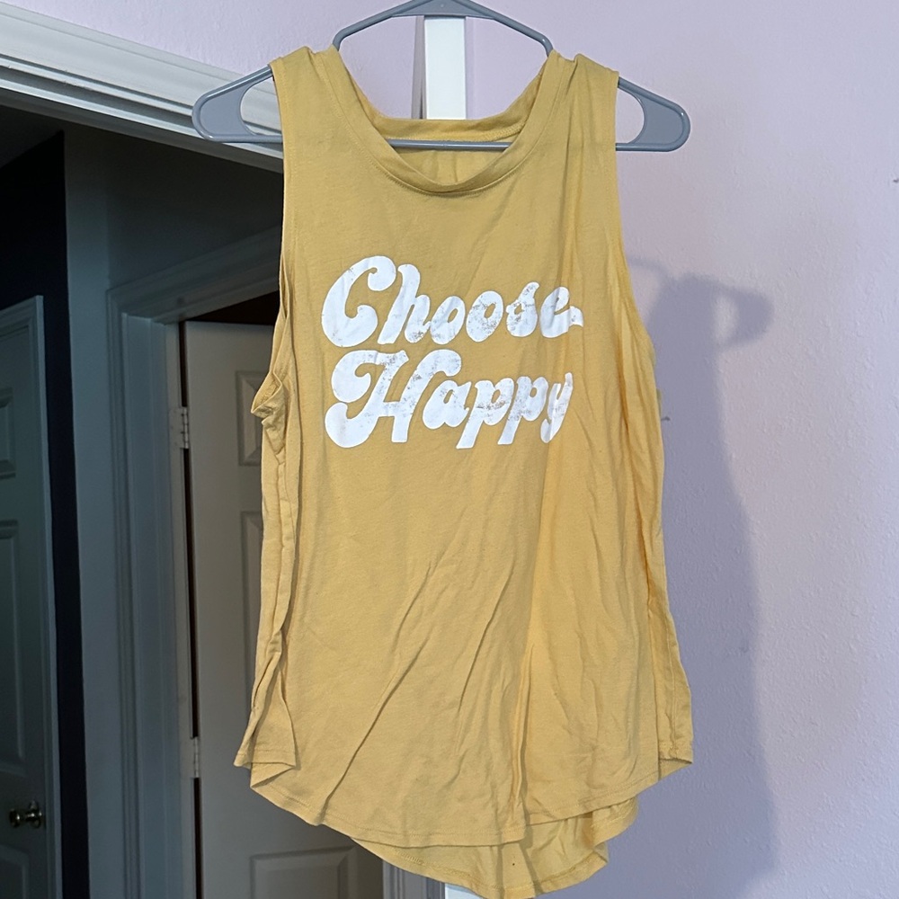 Yellow Sleeveless 'Choose Happy' Top